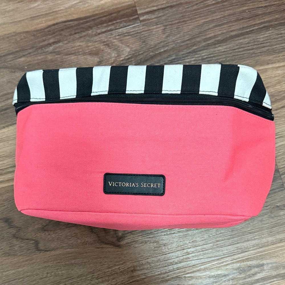 Victoria's Secret Pink and Black Striped Travel Pouch